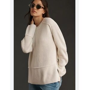 Anthropologie Pilcro cream color side-split sweater